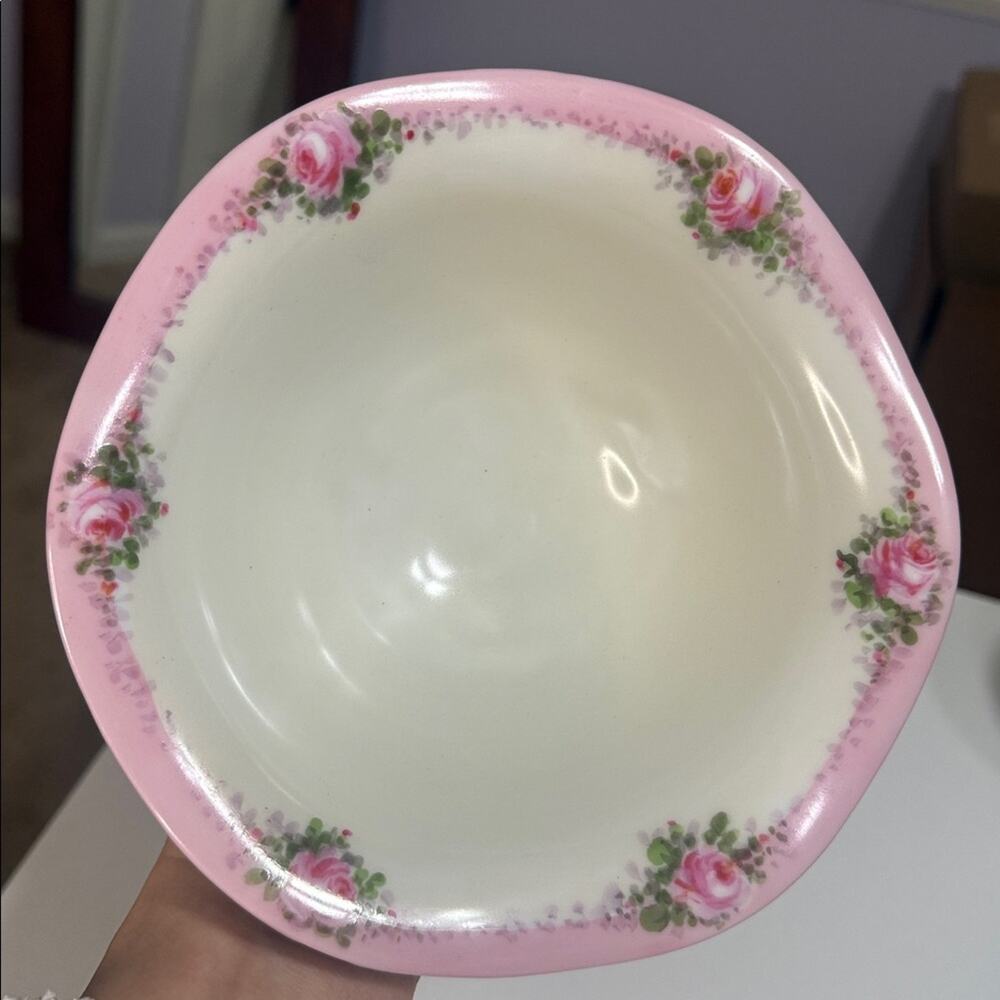 Vintage Antique R.S. Prussia Pink Floral Scalloped Footed Bowl Made in Germany - Picture 3 of 6